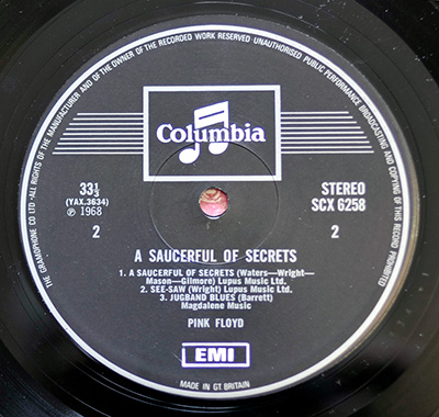 PINK FLOYD - Saucerful of Secrets (Gt Britain 3rd Release) record label